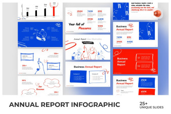 Annual Report Line Illustration PowerPoint Template